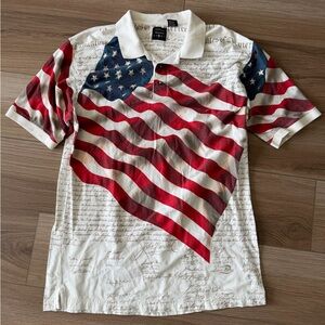 Vintage Cotton Traders American Flag Polo Shirt